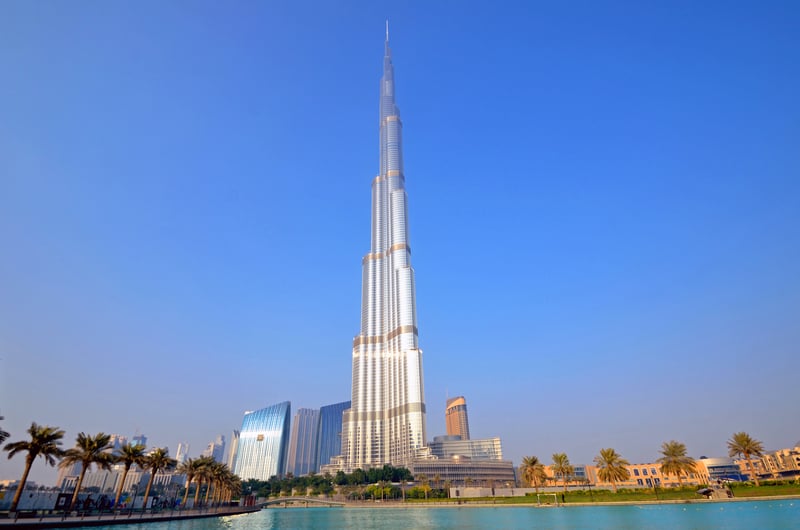 The Burj Khalifa in Dubai is a modern architectural marvel, climbing almost 1km towards the stars 