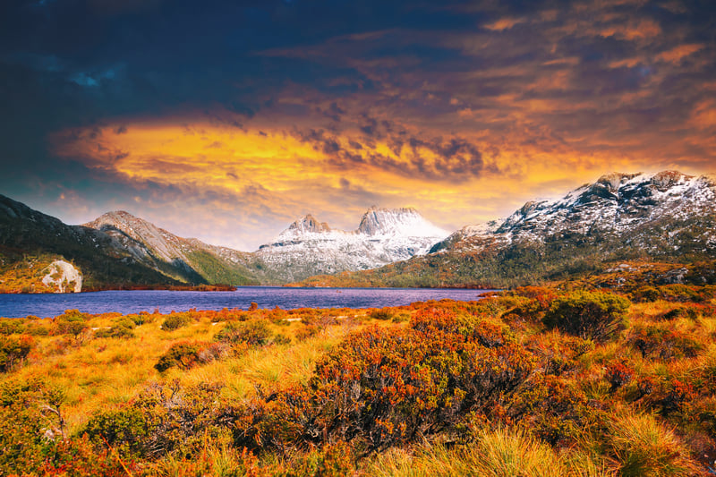 Sunset at Cradle Mountain, Tasmania, an often overlooked and underrated Australian travel destination in 2023