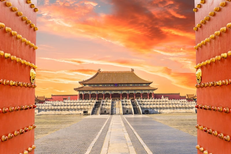 Forbidden City in China during sunset