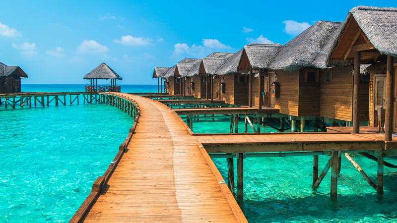 Bungalows by the ocean in Maldives