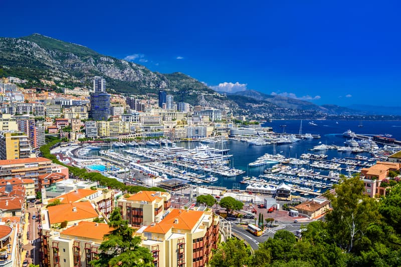 Port with yachts in La Condamine, Monte-Carlo, Monaco, Cote d`Azur, French Riviera, home of the famous La Condamine Markets