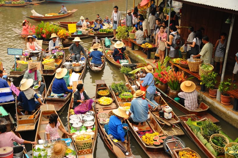 View of Amphawa Floating market, Thailand, of the most unique and best markets in the world
