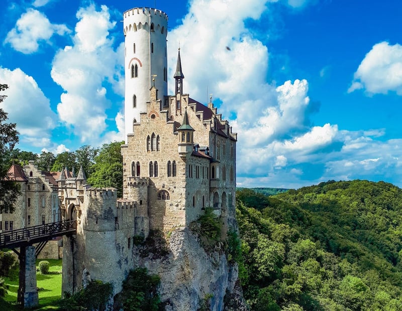 Fairytale German castle perched on the edge of a cliff