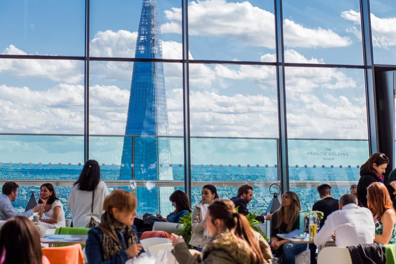 Fine dining restaurant with panoramic views over London,  a culinary capital of the world