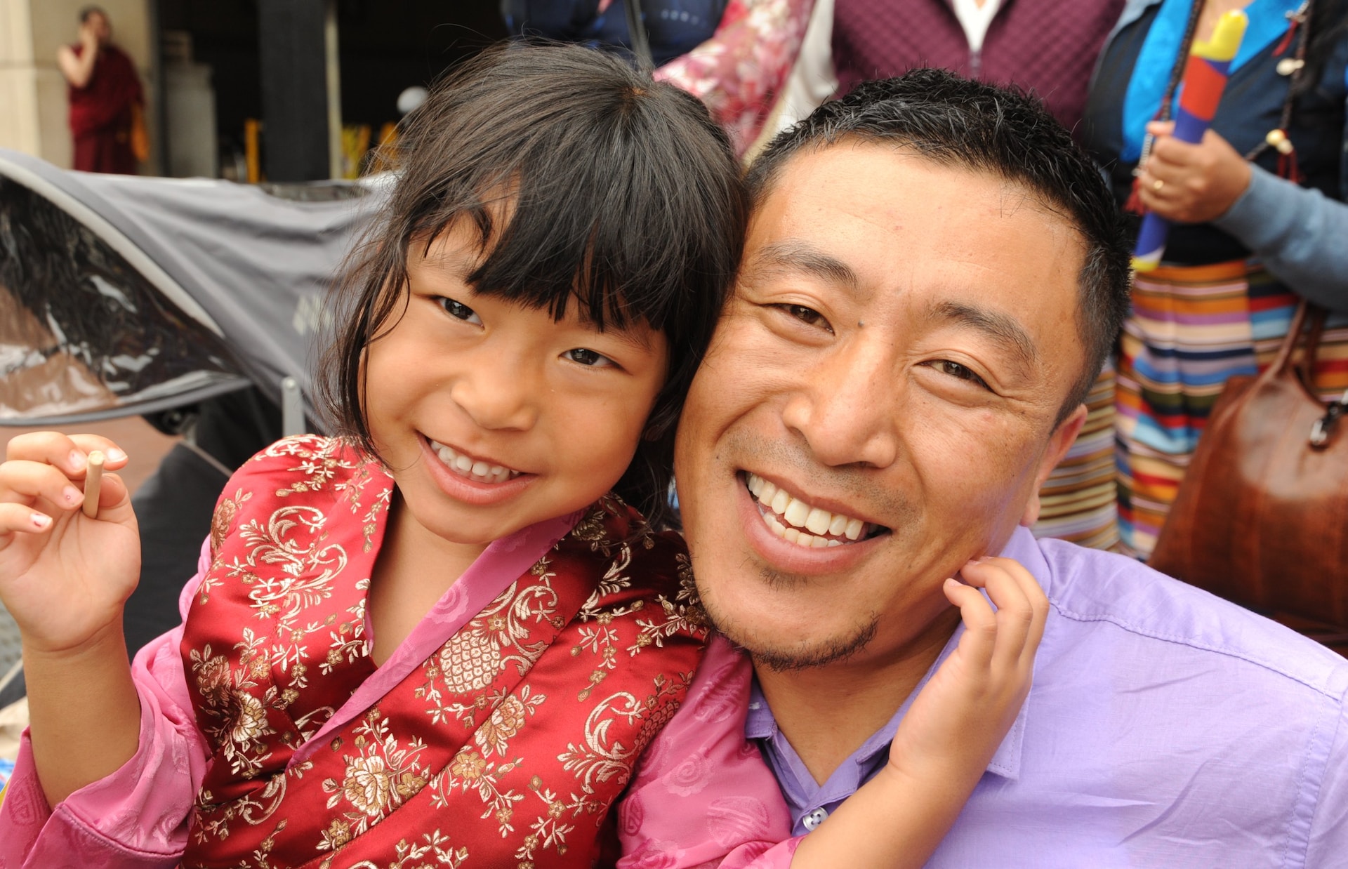 Happy Nepalese father and daughter 