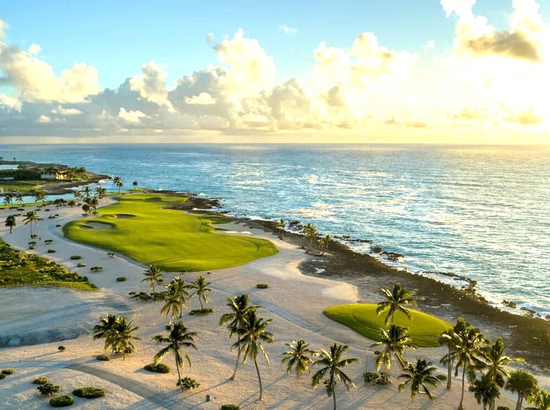 Aerial shot of Jack Nichlaus-designed course at Punta Espada, one of the best golf courses in the world