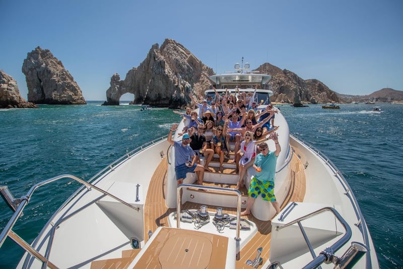 Amanda hosting a work event on a yacht in Cabo San Lucas
