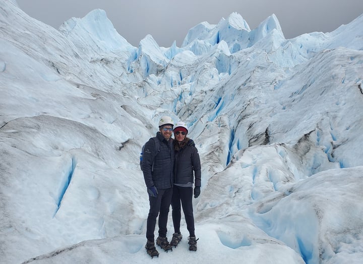 Misty and Dean on a glacier in Calefate