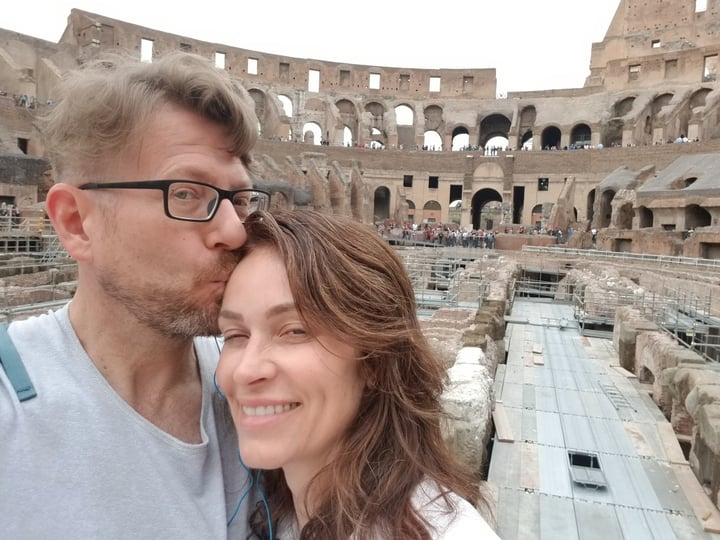Dean and Misty inside the Colosseum in Rome