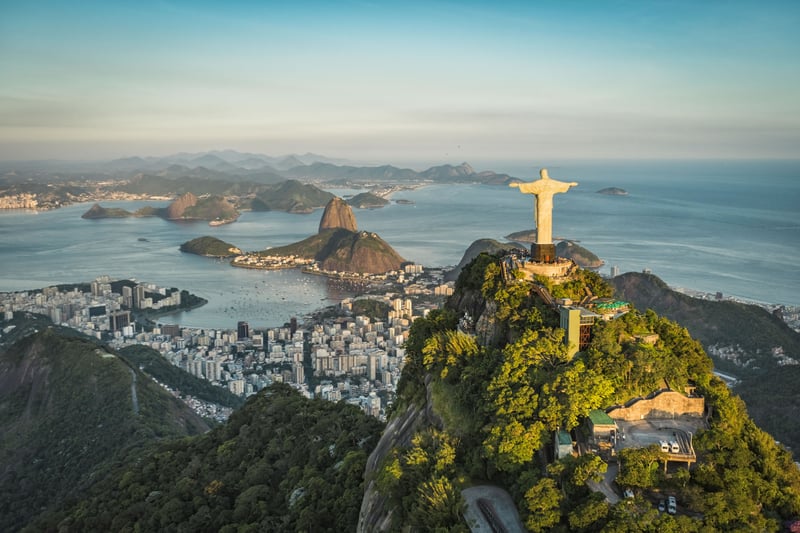 Christ the Redeemer aerial view over the city