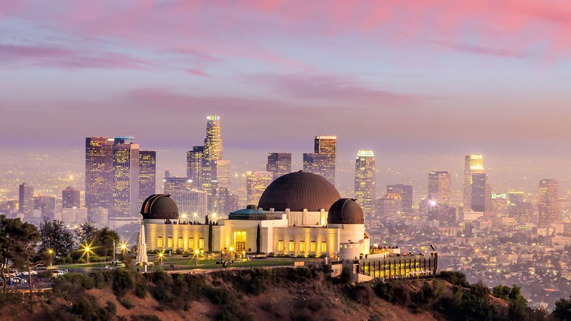 One of the most scenic places to go for a walk is the Griffith Observatory at the end of West Observatory Trail during golden hour.