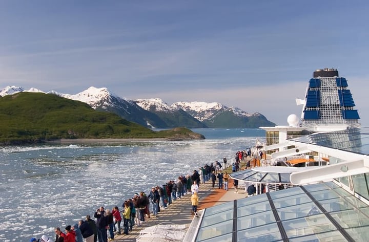 People on deck of Alaskan cruise ship