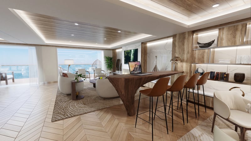 Communal space on residential ship designed for remote working