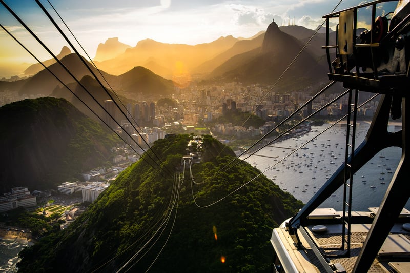 Cable car approaching Sugarloaf Mountain, Brazil
