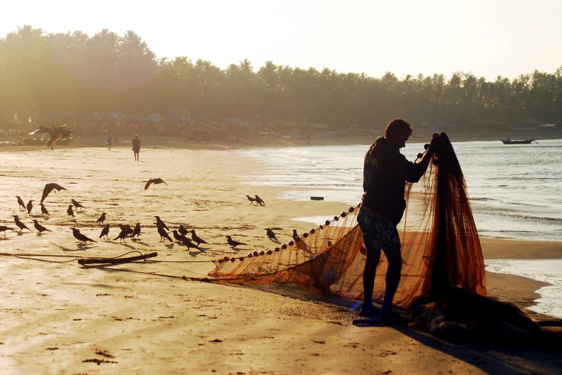 Fisherman in Palolem beach, Goa, India