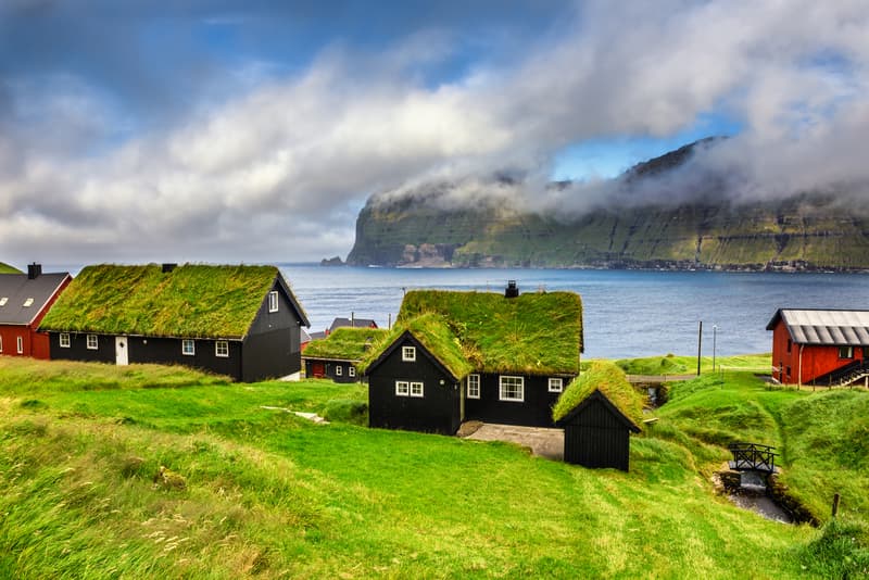 Homes with grass roofs in the Faroe Islands dream travel destinations