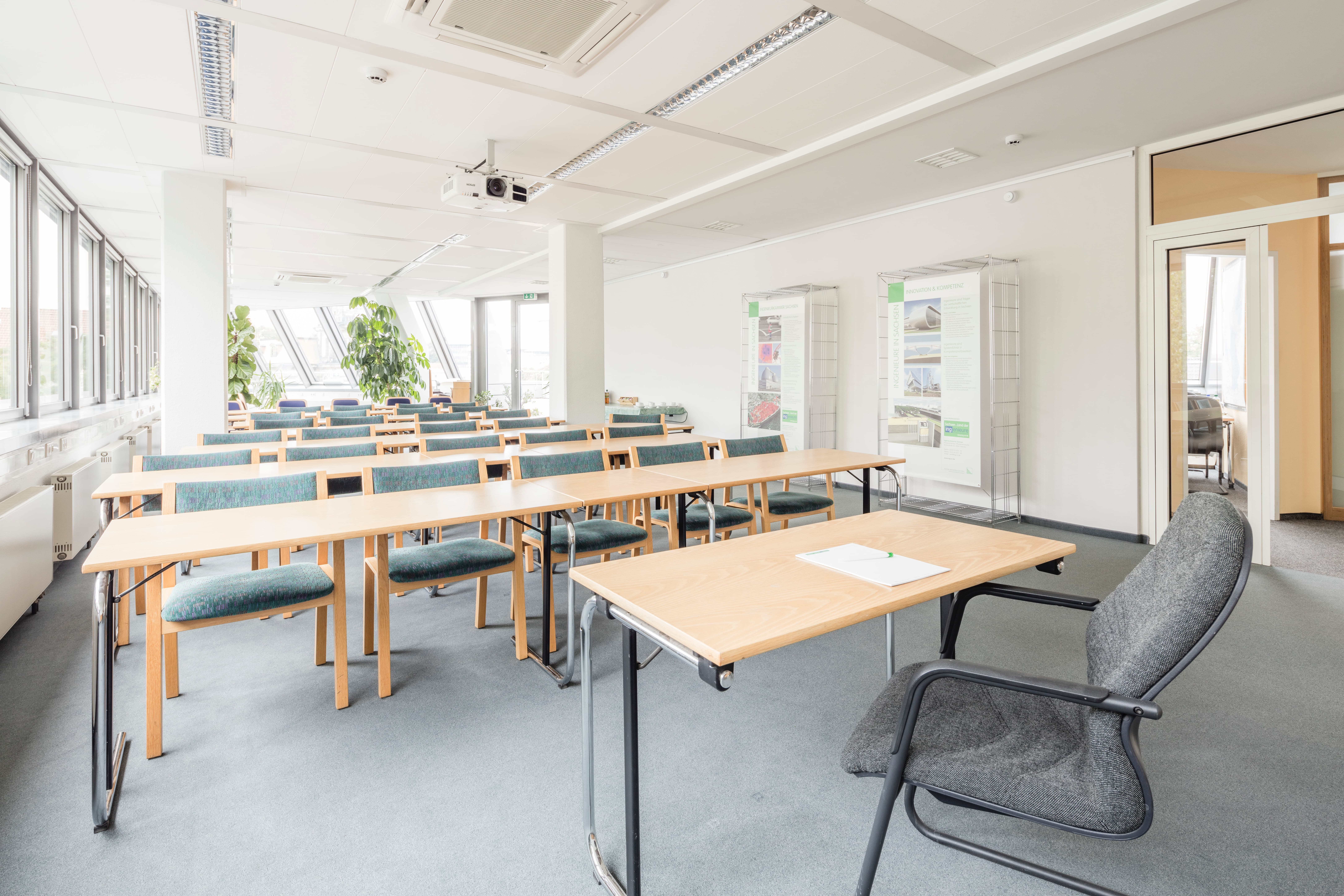 Modern green classroom