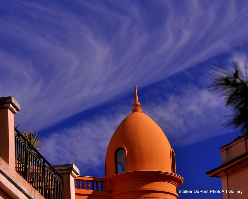 Domed architecture with cobalt sky in Monte Carlo photographed while traveling the world