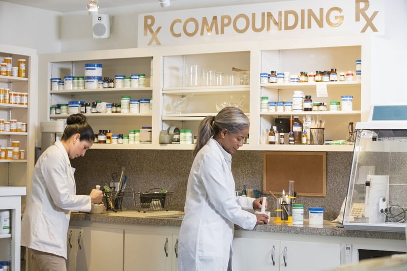 Two female pharmacists working in a Compounding pharmacy