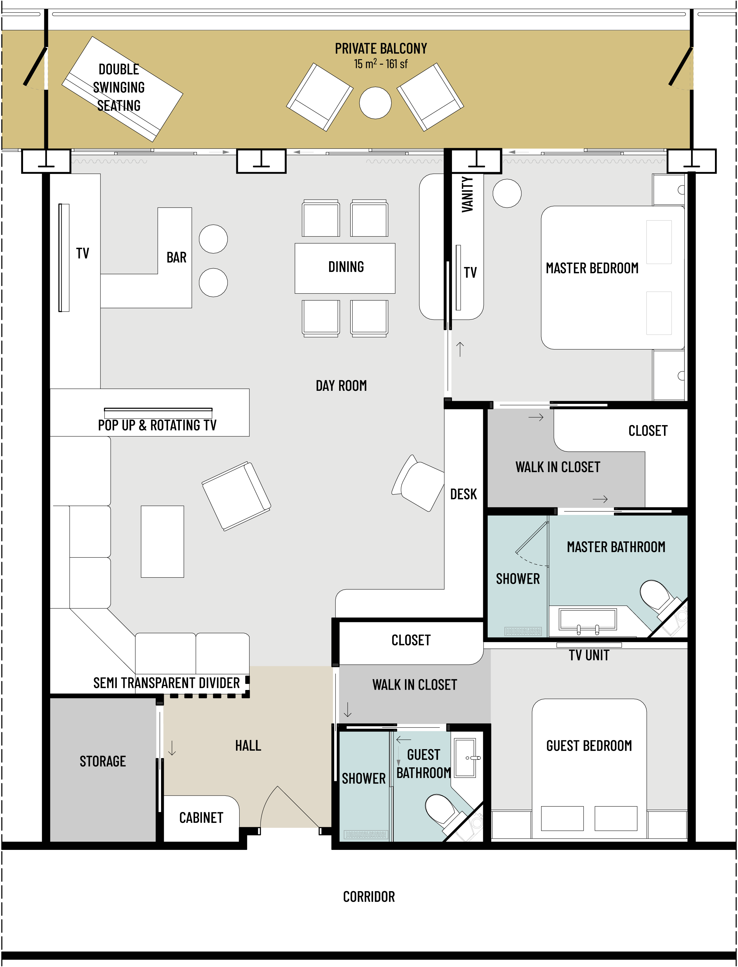 Floorplans of RU4.2 residential ship apartment