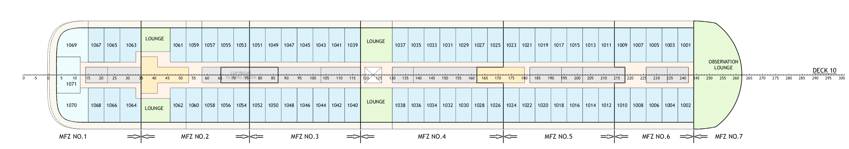 Deck 10 layout of condo ship MV Narrative